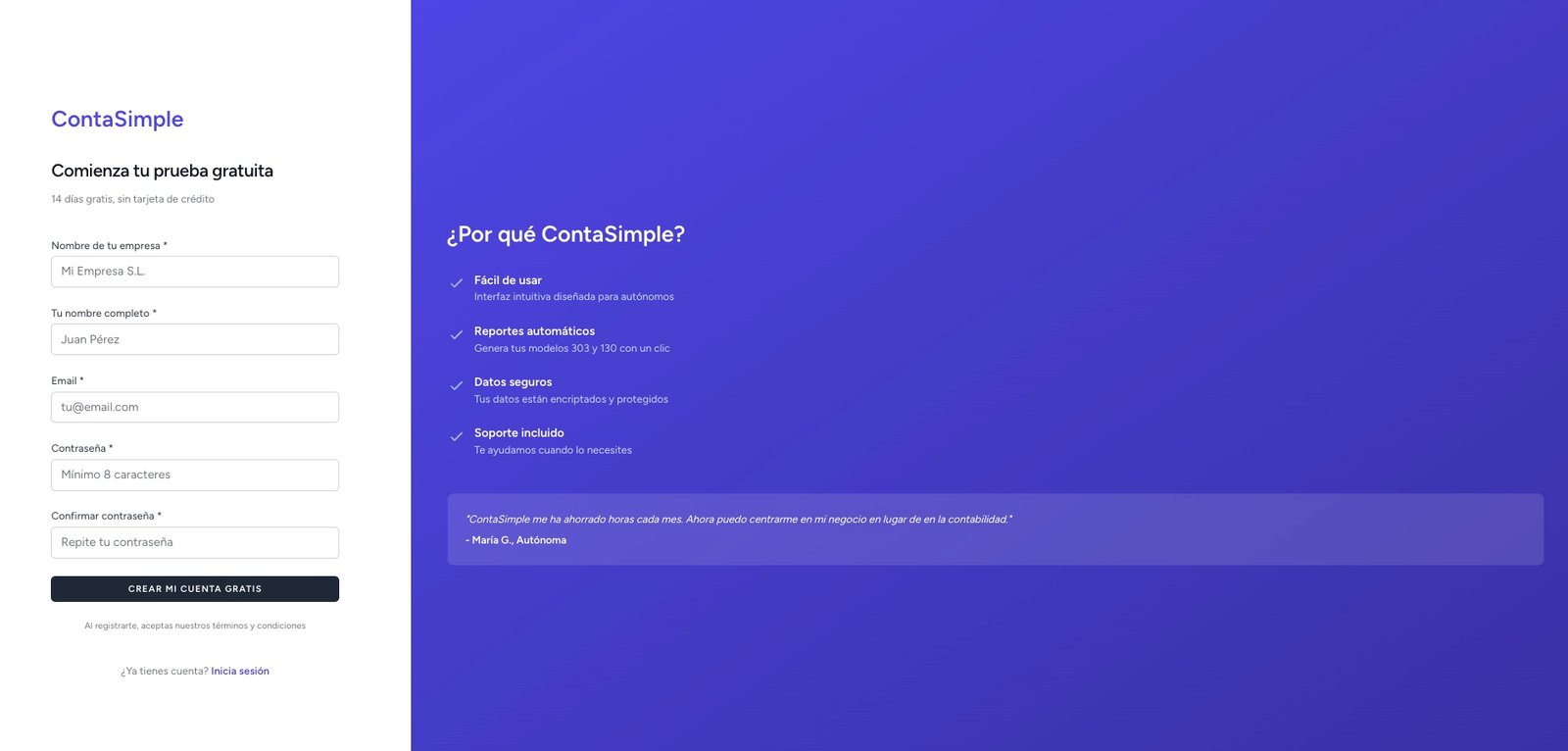 ContaSimple — Contabilidad simple para autónomos